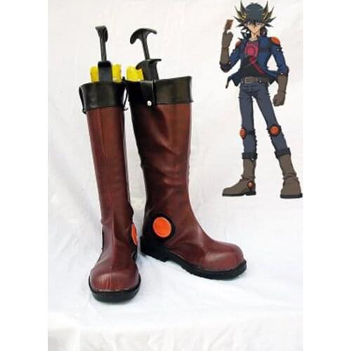 Yu-Gi-Oh! Yusei Fudo Brown Cosplay Boots Shoes Anime Party Cosplay Boots Custom Made Halloween Carnival Accessories