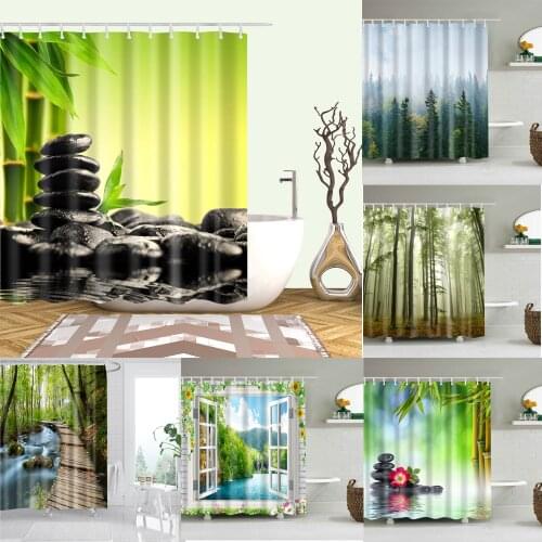 Forest Trees Printed 3d Bath Curtains Waterproof Polyester Fabric Bathroom Shower Curtain Screen with Hooks for Bathroom Shower