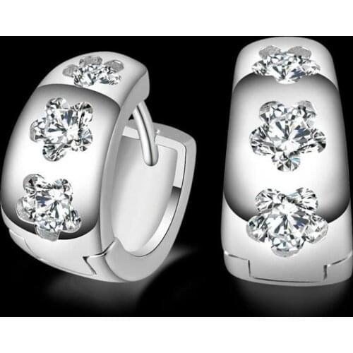 Silver plated jewelry Pendientes Mujer Earrings Brincos Plata Earing Stud Orecchini Oorbellen Women Jewelry Crystal KKMNB