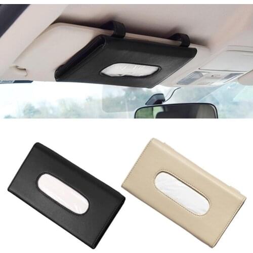 1PC PU Leather Car Tissue Bag Universal Auto Sun Visor Paper Towel Holder Hanging Napkin Case Sunshade Tissue Box Accessories