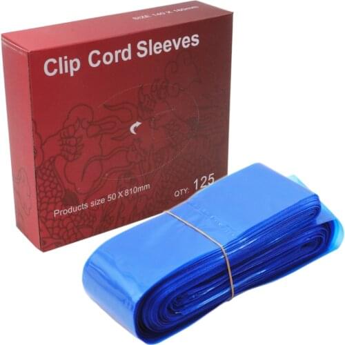 125pcs Disposable Clip Cord Bags For 50 x 810mm Blue Tattoo Clip Cord Sleeves Cover Bag Supply For Tattoo Machine Free Shipping