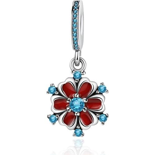 2019 NEW 100% 925 Sterling Silver Brand New Flashing Temperament Sapphire Dahlia Pendant Charm Original Charming Women Jewelry