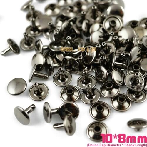 450 set 10*8mm Gunmetal Double Cap Round Rapid Rivet Punk Rock Leathercraft Rivet
