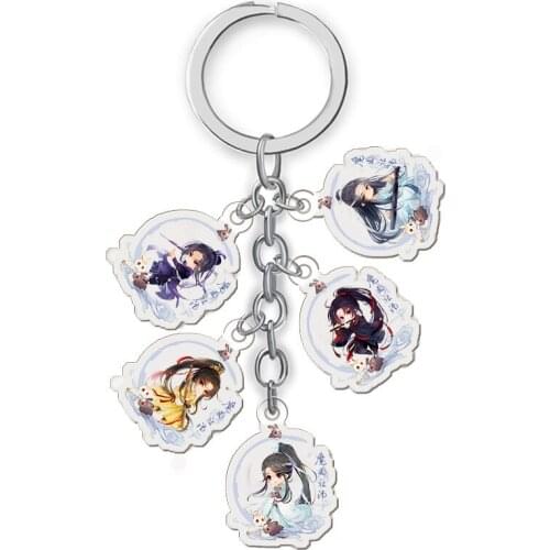 5PCS/Set Anime Collection Key Buckle The Founder of Diabolism Acrylic Keychain Comic Figure Transparent Pendants Key Ring