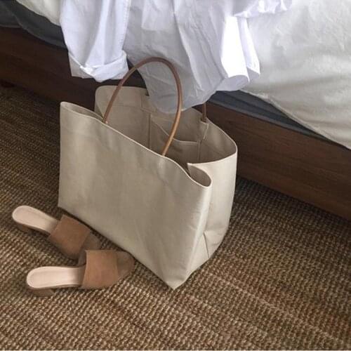 6PCS / LOT Shopping Bag Canvas Eco Fashion High Capacity Tote Reusable Tote Pouch Casual Folding Girls Casual Handbag