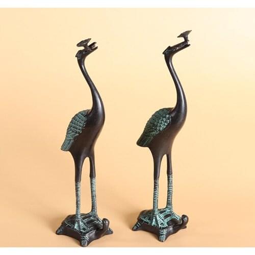 Antique Bronze Brass Ornaments crane Yannian Crane Dragon Turtle Home decorative Bronze Ornaments