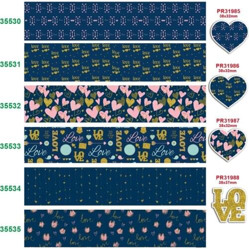 Free shipping 50 yard per size Valentines day ribbon printed grosgrain ribbon 35530