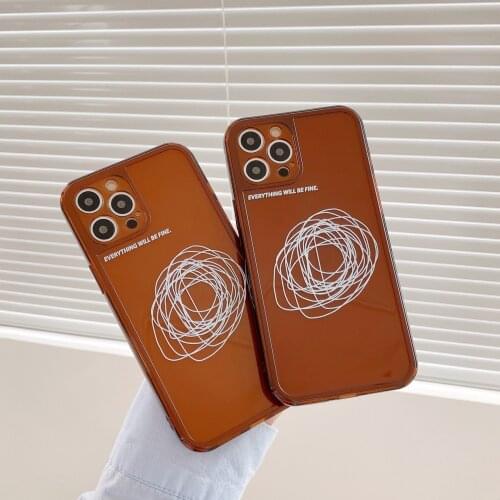 Retro chocolate Transparent line art Korean Phone Case For iPhone 11 12 Pro Max Xs Max XR Xs 7 8 Plus 7Plus case Cute Soft Cover