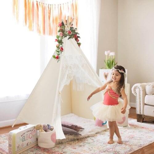 Kids Lace Teepee Tent Folding Children Playhouse W/Bag Home Outdoor Christmas