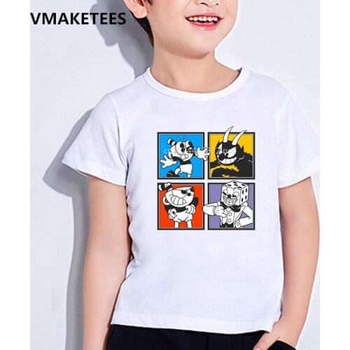 Kids Summer Short Sleeve Girls & Boys T shirts Cuphead Cartoon Print Childrens T-shirt Casual Funny Baby Clothes