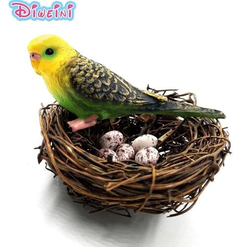 Diy Parrot Bird Nest Egg Simulation Plastic Animals Model Figurine One Piece Action Figure Hot Toys Set Gift For Kids Children
