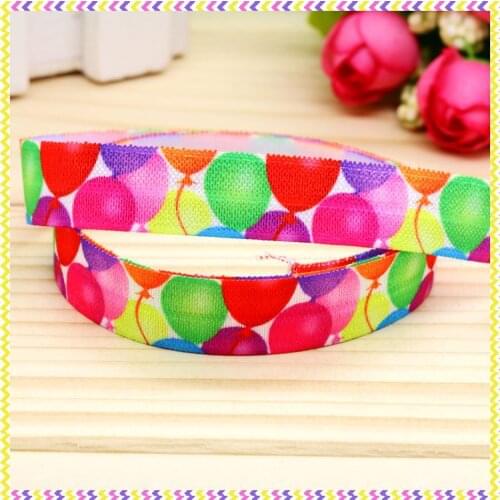 DHK 5/8'' 5yards Fold Elastic FOE balloon printed headband headwear hair band diy decoration OEM Wholesale E161