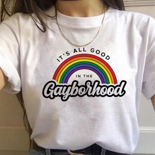 FIXSYS GBT Rainbow Harajuku T Shirt Women Gay Pride Ullzang 90s T-shirt Lesbian Graphic Print Tshirt New Fashion Tops Tee Female