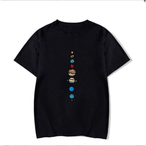 2021 Hot Planets Colour Print Oversized Men Women T Shirt Hip-Hop Cotton O-Neck Summer Male Causal Tshirts Fashion Loose Tees