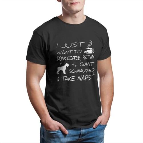 Drink Coffee And Pet Giant Schnauzer Funny Gift Sh Vintage Cute Oversized Sleeve Streetwear 4XL 5XL 6XL T-shirt 13782