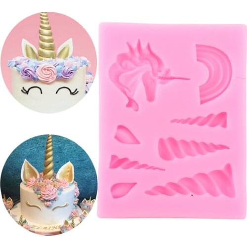Cake Tools Unicorn Cloud Horn Ear Silicone Mold Decorating Cupcake Decorating Gumpaste Fondant Tool Mould Chocolate Candy Molds