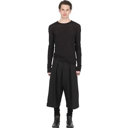 Korean Fashion Men Loose Wide leg Pants Men Women Hairdresser Personality Trend Loose Eight Pants Stage Show Trousers
