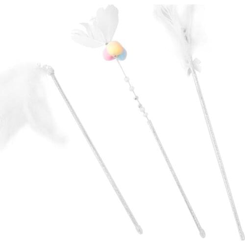 Legendog 3Pcs Cat Play Wand Toys Funny Training Kitten Teaser Wand Cat Wand Interactive Toy Pet Accessories Pet Supplies