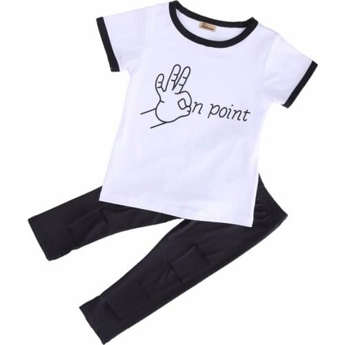 Cute Baby Girls Toddler Kids short Tee Blouse+hole Ripped Legging Trouser 2pcs Outfits Set