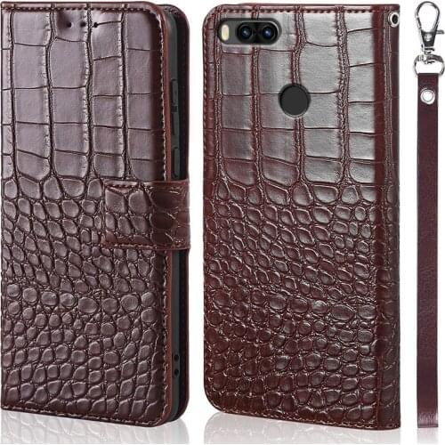 Fashion Leather Flip case for Xiaomi Mi 5X Mi5X for Xiaomi Mi A1 Crocodile grain phone cover 360 full soft protective