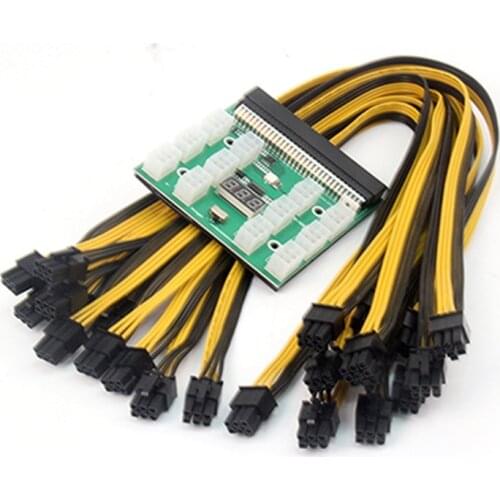 Power Module Breakout Board Kits with 12Pcs 6Pin to 6+2 8Pin Power Cable for HP 1200W 750W PSU GPU Mining Ethereum ETH