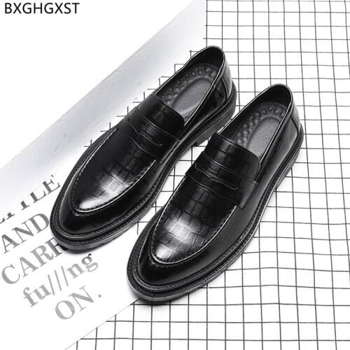 Black Penny Loafers Men Dress Shoes Leather Shoes Men Classic Office Shoes for Men 2021 Chaussure Homme Zapatos De Hombre Sapato