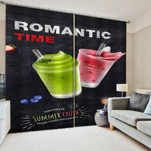 Cartoon Dessert Curtain Colorful Curtain With Hooks 3D Print Pizza Food Living room Curtain Kids Children Decorative Drapes