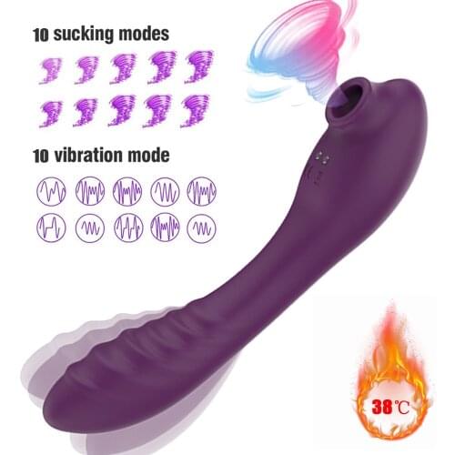 Clit Sucker Sucking G Spot Vibrator Heating Dildo Vibrator Nipple Clitoris Stimulator Vaginal Massage Sex Toys for Woman Sexshop