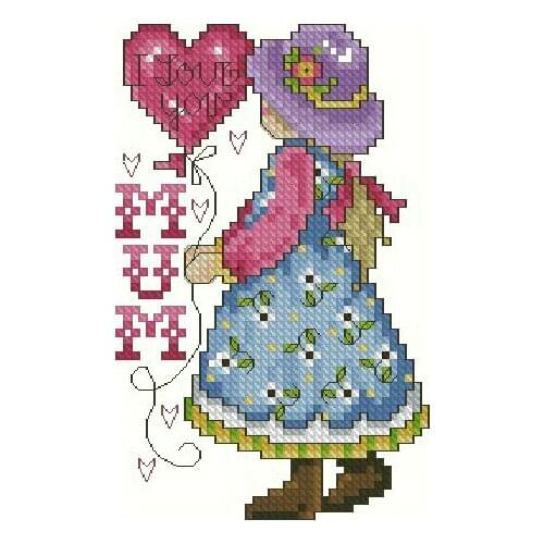 FREE Shipping Top Quality 14CT counted cross stitch kit I love You Mum Mother, mothers day gift
