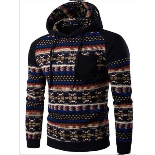 2018 New fashion wide-waisted casual men clothing cotton argyle printed mens raglan sleeved hoodie Sweatshirt male hip hop