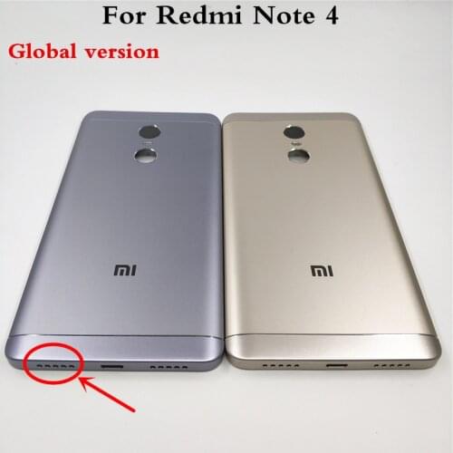 New Metal Battery Door Back Rear Cover For Xiaomi Redmi Note 4 Global Version case housing With Camera Lens+Power Volume Buttons