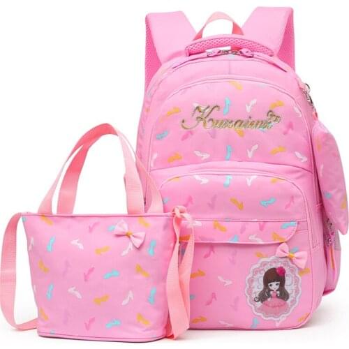 High-heeled shoes Printing Kids schoolbag 3pc/set School Backpack Nylon school bags for teenage girls shoulder bag Backpacks