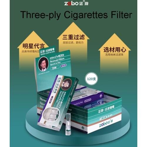 30-120PCS Genuine ZOBO Disposable filter Cigarette Holder Three layers filtration cleaning Reduce tar nicotine Smoking Pipe gift