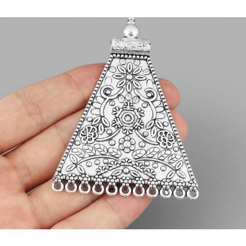 2PCS Antique Tribal Ethnic Bohemian Boho Leaves&Flowers Charms Pendants Connector for Necklace Making Jewelry Finding