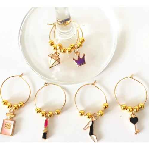 Wine charms New Fashion Design 6PCS Wine Glass Charms Rings Marker Christmas Party Bar Table Decorations Christmas Gift