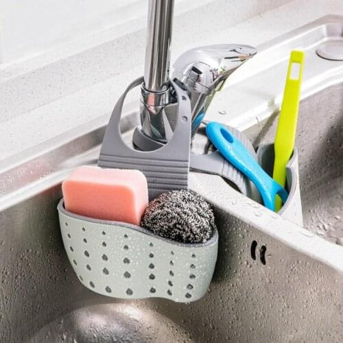 Sink Shelf Soap Sponge Drain Rack Silicone Storage Basket Bag Faucet Holder Adjustable Bathroom Holder Sink Kitchen Accessorie