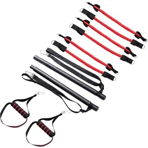 Portable Pilates Stick Fitness Bar Strength Yoga Elastic Belt Slimming Squat Artifact Full Body Workout Equipment Training Kit