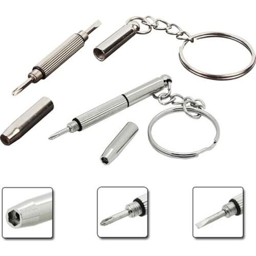 5-in-1 Mini Precision Repair Screwdriver With Key Chain Multifunctional Repair Tools For Eyeglasses Sunglasses Jewelry Watches