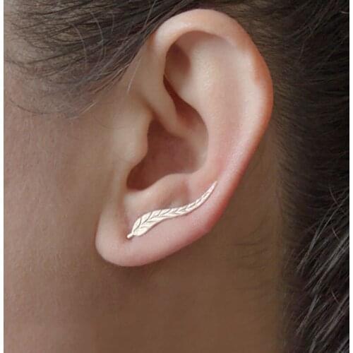 Unusual Small Leaf Stud Earrings For Women Korean Style Simple Statement Design Earrings Vintage Gold Silver Color Metal Earring