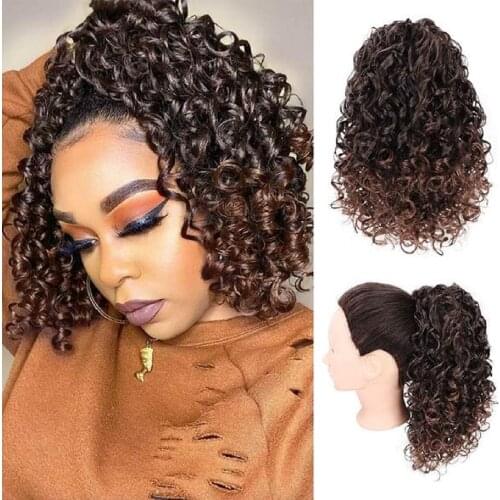 XINRAN Drawstring Puff Ponytail Afro Kinky Curly Hair Extension Synthetic Clip in Pony Tail African American Hair Extension