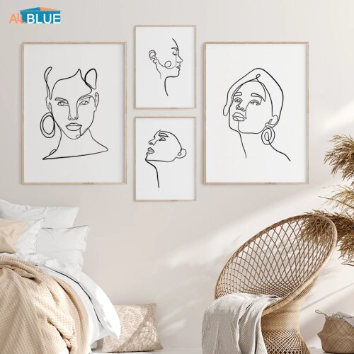 Modern Abstract Women Line Drawing Picture Nordic Canvas Poster Wall Art Prints Paintings Minimalist For Living Room Home Decor