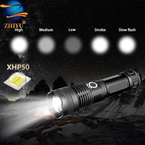 XHP 50.2 Super Powerful Flashlight Usb Zoom 5 Modes Led Torch 18650 or 26650 Battery Best Camping Outdoor Waterproof Lantern