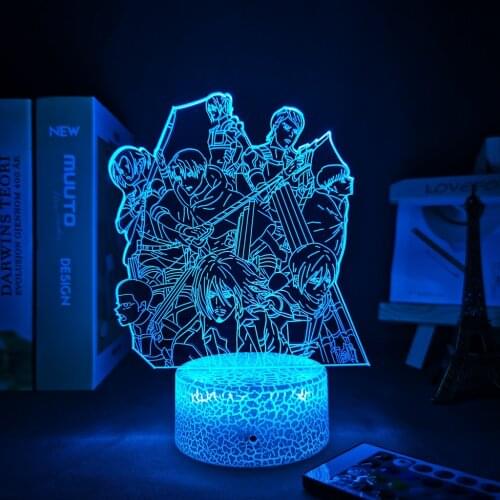 Anime Attack on Titan Led Light Anime Figure for Kid Bedroom Decoration Child Birthday Gift Manga AOT Attack on Titan 3d Lamp
