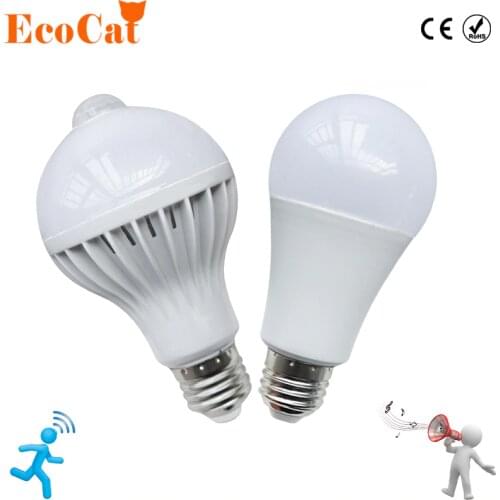 LED PIR Motion Sensor Lamp 5w 220v Led Bulb 7w 9w 12w Auto Smart Led PIR Infrared Body Sound + Light E27 Motion Sensor Light