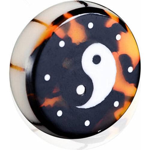 Fine Handmade Beads Yak Bone Inlay Tai Chi Round Drum Bead Taiji NBB122