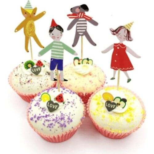 Happy Kids Birthday Cake and Cupcake Decoration with 12 Pieces