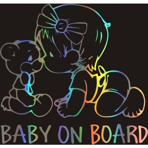 Waterproof Car Sticker baby on board love bear Funny Car Decal Reflective Laser Vinyl Car Sticker 3D Car Styling