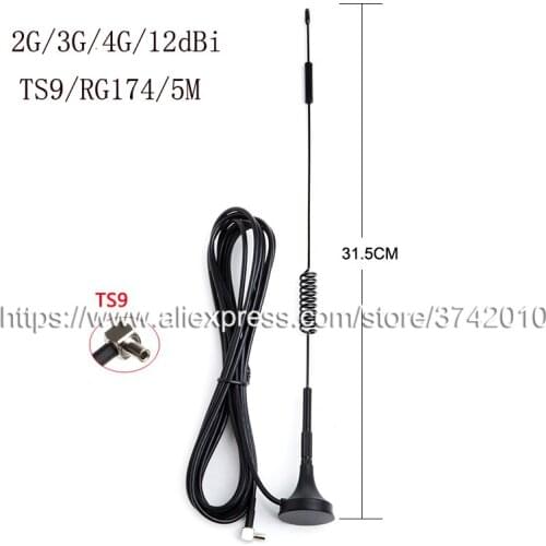 High quality 12dBi 2G 3G 4G TS9 Antenna Wifi router antenna RG174 5M 10M Cable