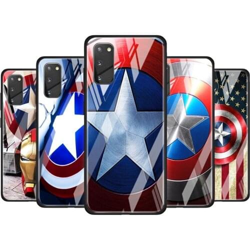 Captain America shield Marvel for Samsung Galaxy S20 FE Ultra Note 20 S10 Lite S9 S8 Plus Luxury Tempered Glass Phone Case Cover