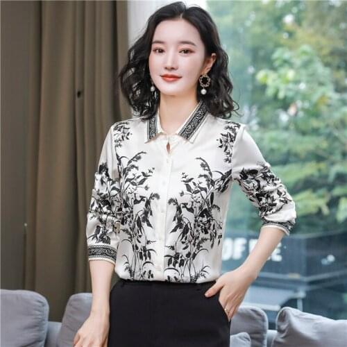 Dropshipping New Spring Summer Fall Vintage Floral Print Collar Long Sleeve Women Ladies Party Casual OL Work Top Shirt Blouse